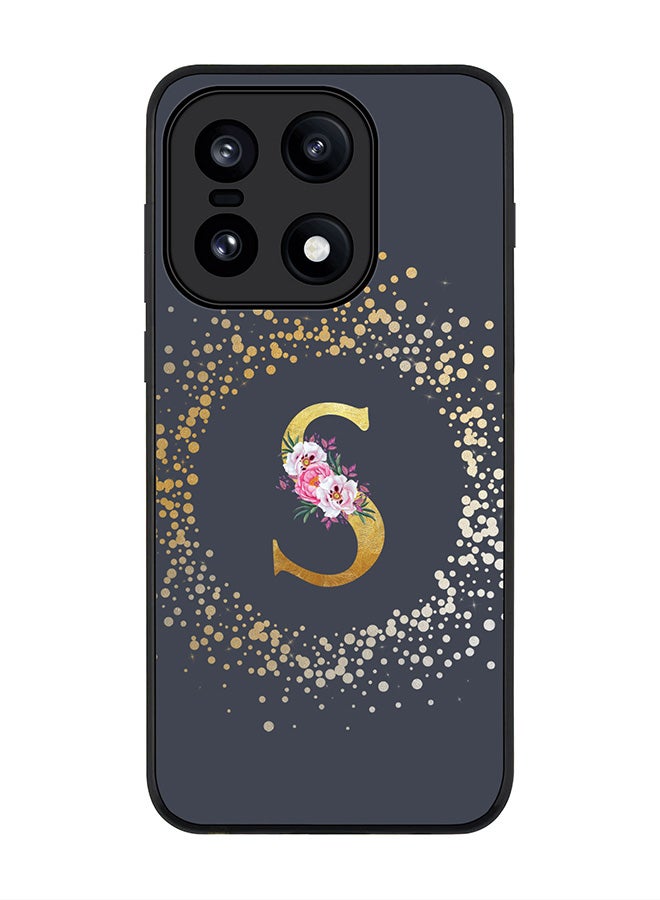 For OnePlus 15 Case,Slim fit Camera Protection, Shockproof Thin Phone cover  - Custom Monogram Floral - S  (Grey )